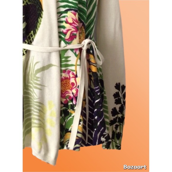 Moth Anthropologie Tropical Parrot Bird Long Sleeve Cardigan Jacket Sweater XS - Picture 4 of 16